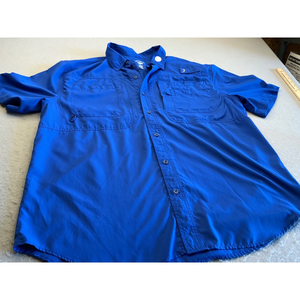 Reel Legends Fishing Shirt Short Sleeve Ventilated Ripstop Blue Mens‎ XL